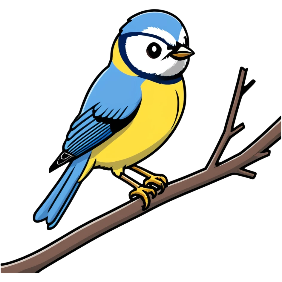 Eurasian blue tit bird on branch emoji
