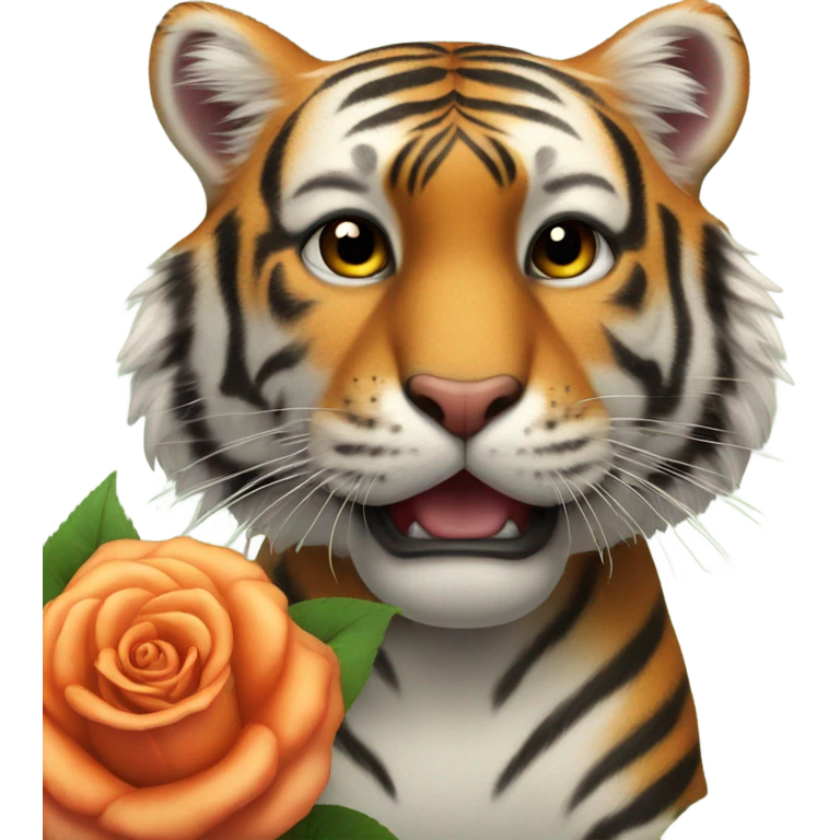 tiger sniffing a rose  emoji