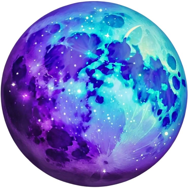 glitter purple and cian moon emoji