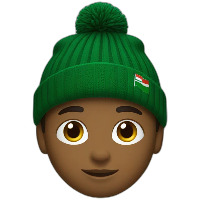 Black boy using lacoste beanie with flag emoji