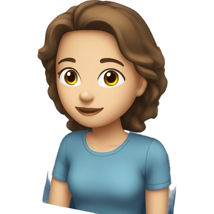 girl with brown straight hair and blue eyes on a plane by the window emoji