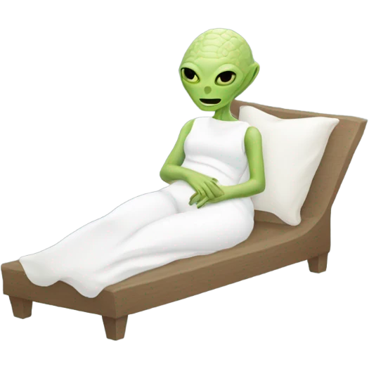 a Reptilian alien white woman, full body, sleeping emoji