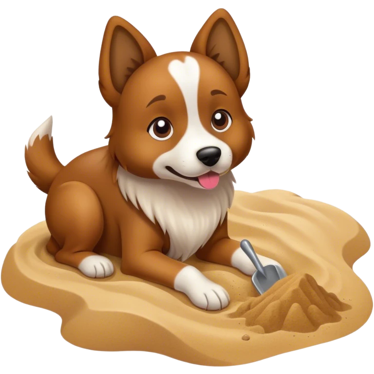 Dog digging in the sand  emoji