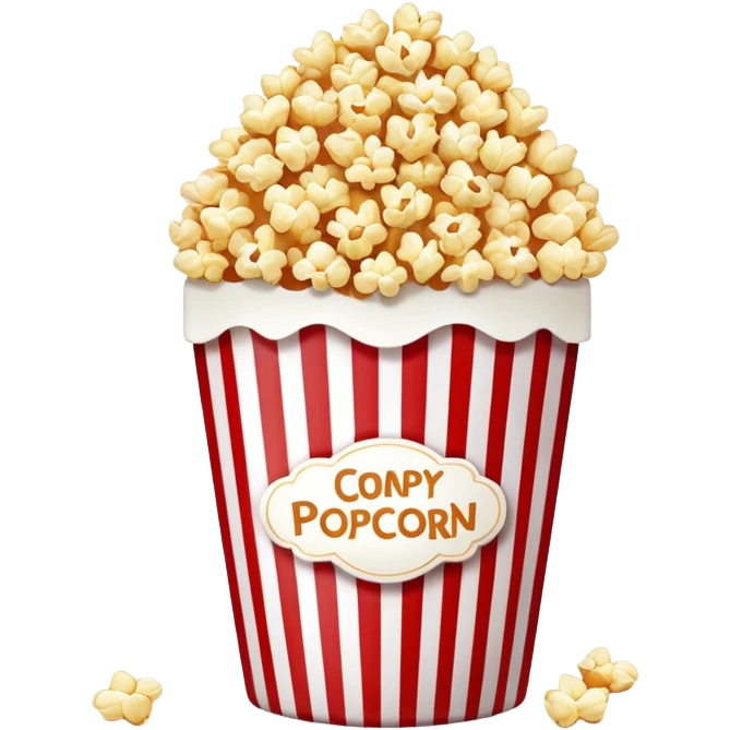 sweet popcorn in a red and white vertically striped package, candy popcorn emoji