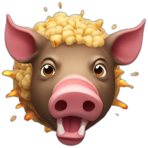 A boar with an exploding brain emoji
