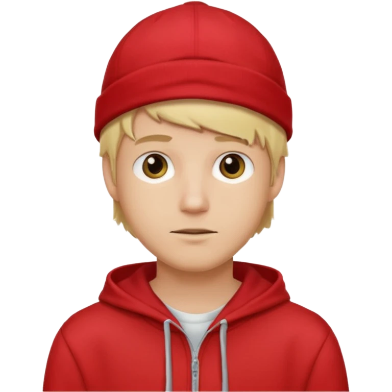 blonde guy with cap and red hoodie emoji