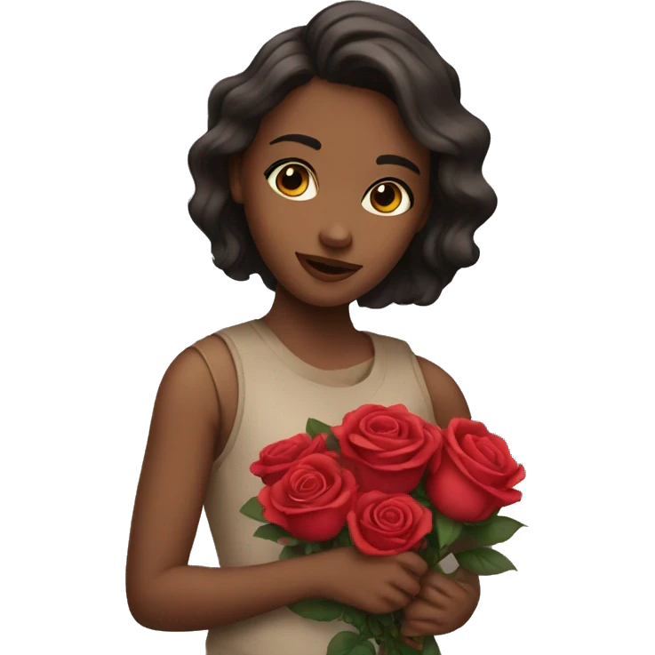 girl with roses emoji