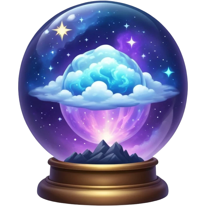 Tiny mystical mysterious celestial sparkly cloudy magical glowing spherical nebula glass globe dome emoji