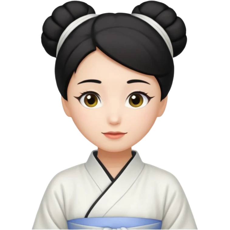 mom with black bun wearing white hom kimono and white apron emoji