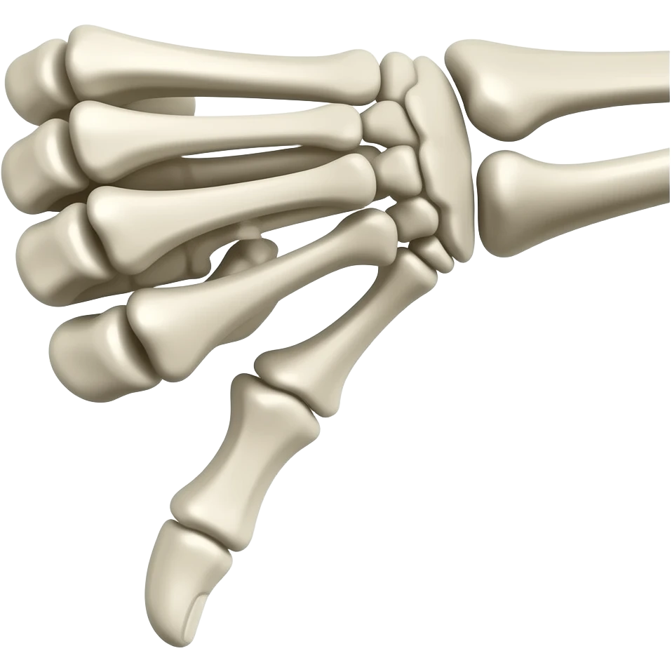 A skeleton hand thumbs down emoji
