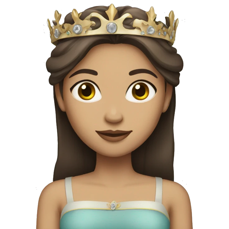 Light skin girl with long straight dark brown hair and crown emoji