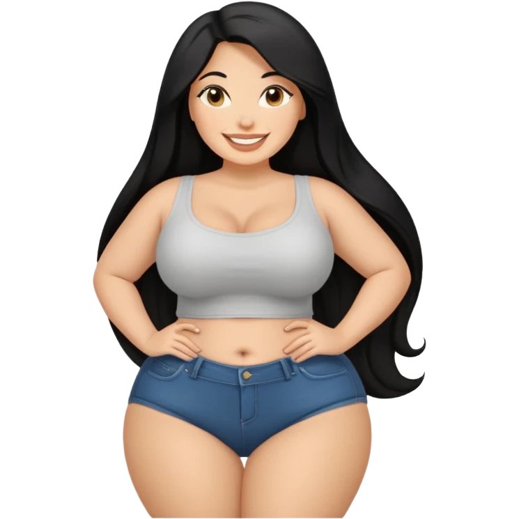 Curvy white latina woman with long back hair with big ass  emoji