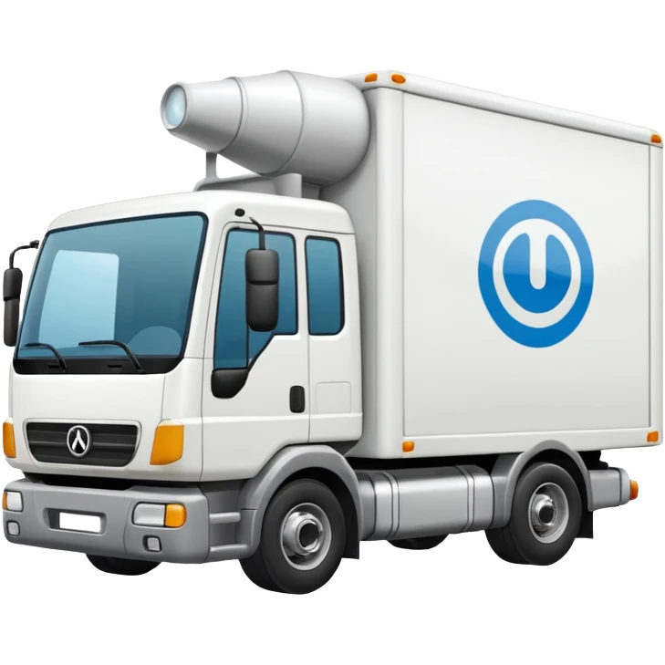 Camion de entregas blanco con mareon emoji