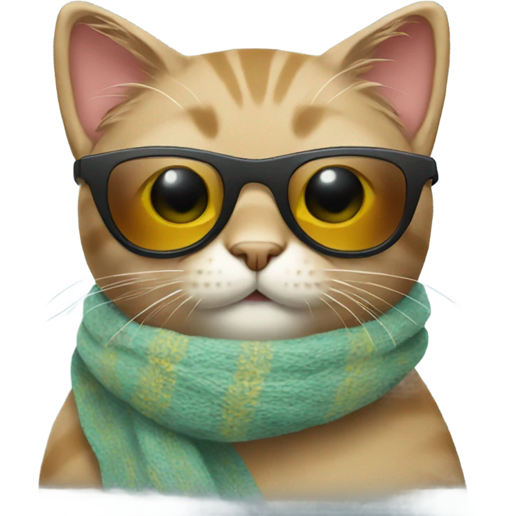 Cat wearing a scarf and sunglasses emoji