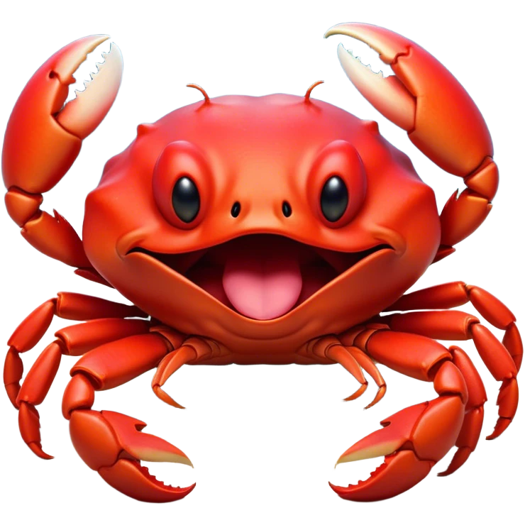 Cinematic Cute Yawning Red Crab Portrait Emoji, Head tilted slightly with a dramatic, wide-open yawn, showcasing a vivid, scarlet exoskeleton with softly drooping antennae and eyes half-closed in drowsy contentment, Simplified yet irresistibly adorable features, highly detailed, glowing with a soft, cozy oceanic glow, high shine, relaxed yet expressive, stylized with a dash of whimsical seaside charm, soft glowing outline, capturing the essence of a drowsy yet affectionate red crab that appears ready to scuttle out for a nap! emoji