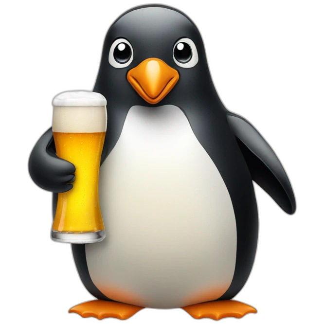 penguin with a beer emoji