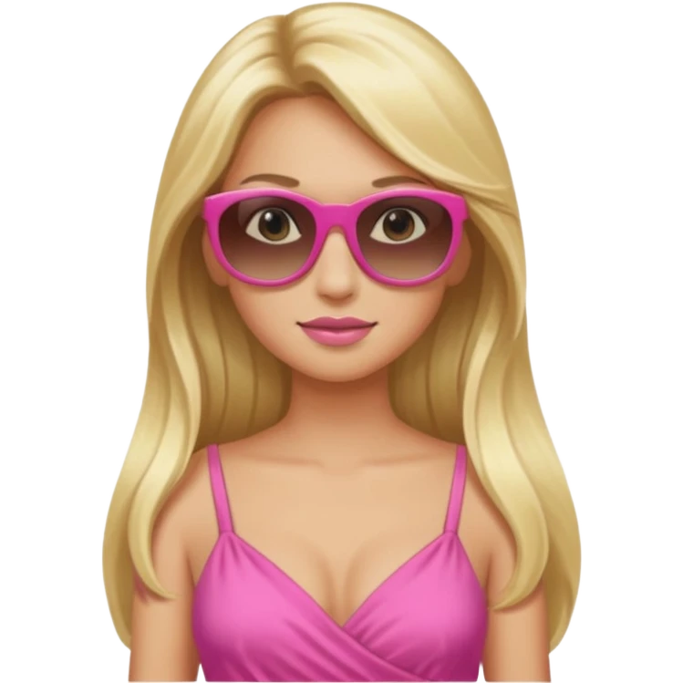 dior women with long blonde hair, pink dress, wear sun glasses emoji