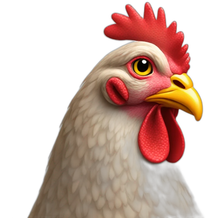Hen doubtful about another's sexual orientation emoji
