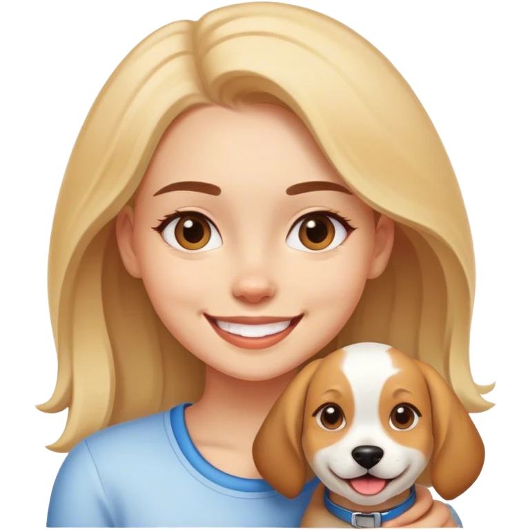 smiling girl with dog emoji