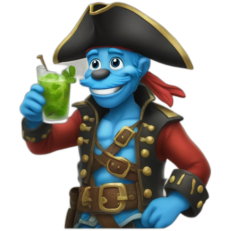pirate Papa Smurf drinking mojito emoji
