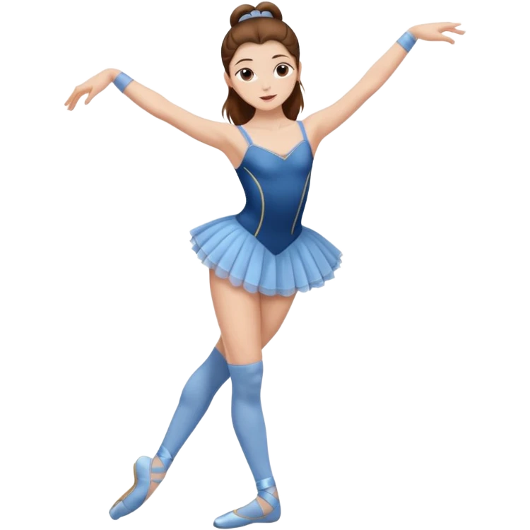 Ballet dancer in over the knee socks, leotard and long brown hair emoji