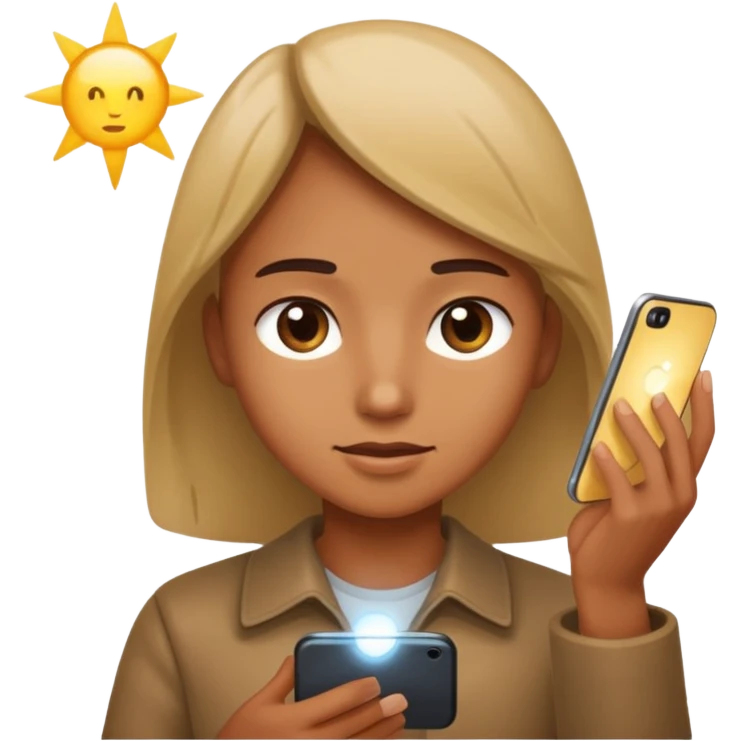 Looking at the phone with light hitting the face  emoji