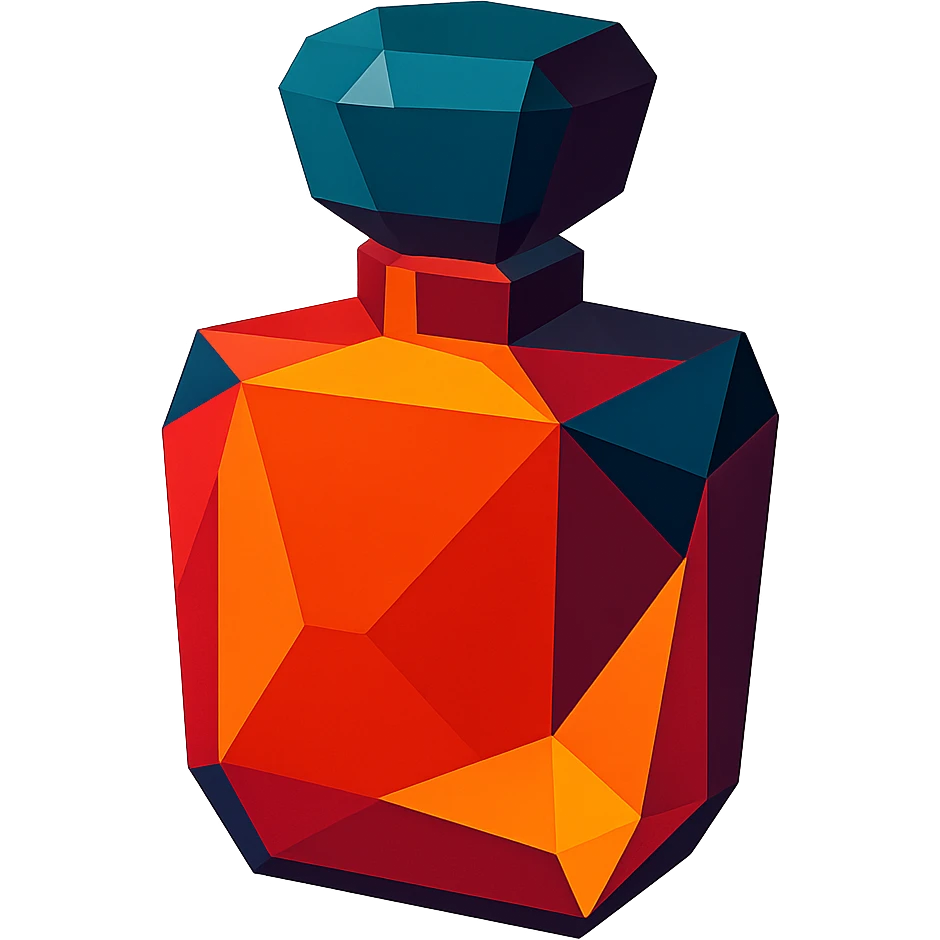 modern geometric perfume bottle, bold colors, polygonal style emoji