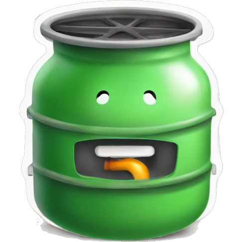 "Illustrate a small-scale biogas system that converts kitchen waste into clean emoji