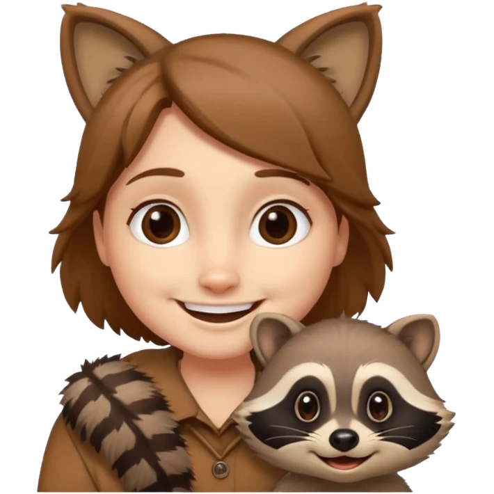 Racoon speaking with a person in cartoon emoji style friendly and calm emoji