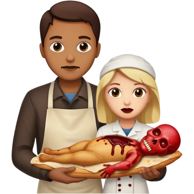 Bakery owner with poisoned food and dead body emoji