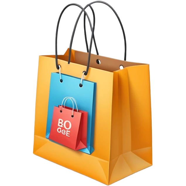 shopping bags with BOGO label, Buy One Get One Free promotion emoji