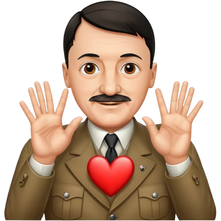 Adolf hitler making heart with fingers emoji