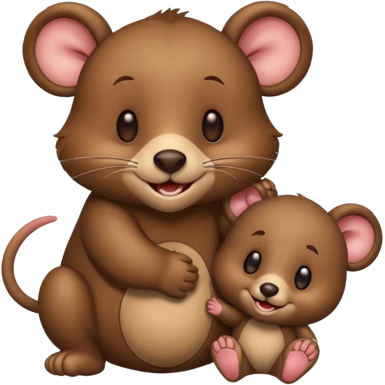 mouse and bear together emoji
