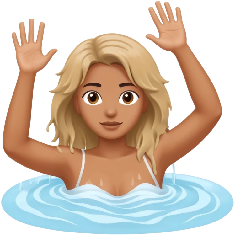 Person in jacuzzi with one hand raised up and other hand holding onto the edge of the jacuzzi emoji