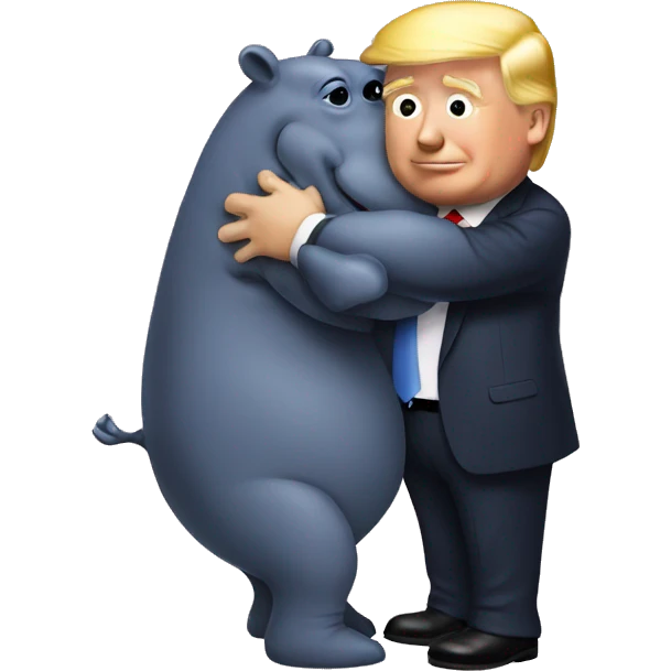 Trump hugging hippo emoji
