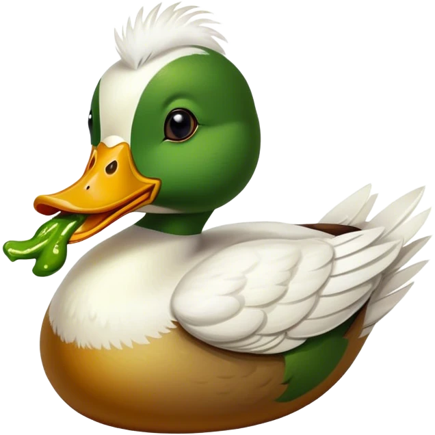 Duck eating a pickle emoji