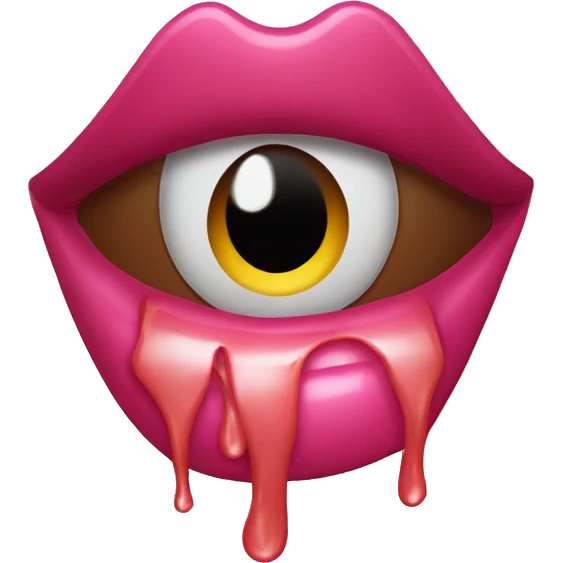 Lipstick with eyes and it’s crying emoji