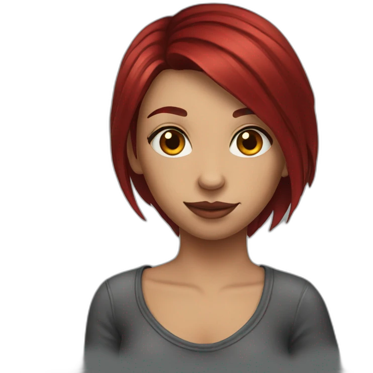 girl with dark red hair and shoulder tattoo emoji