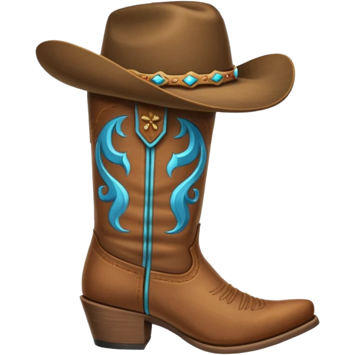 Emojis de botas vaqueras con un sombrero arriba emoji