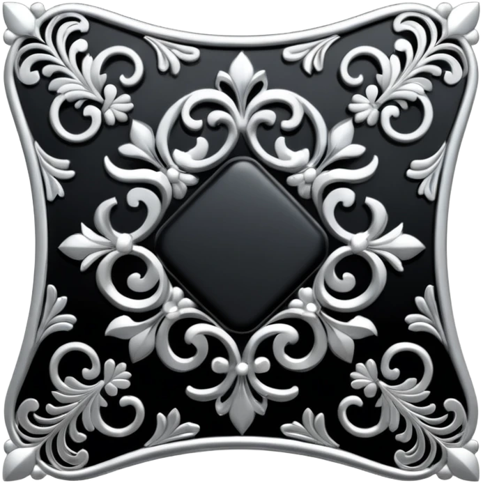 Black and silver filigree corner tab, 3D, extremely detailed design emoji