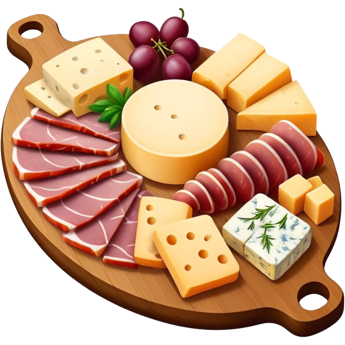 platter of cold cuts and cheese cubes on a board emoji