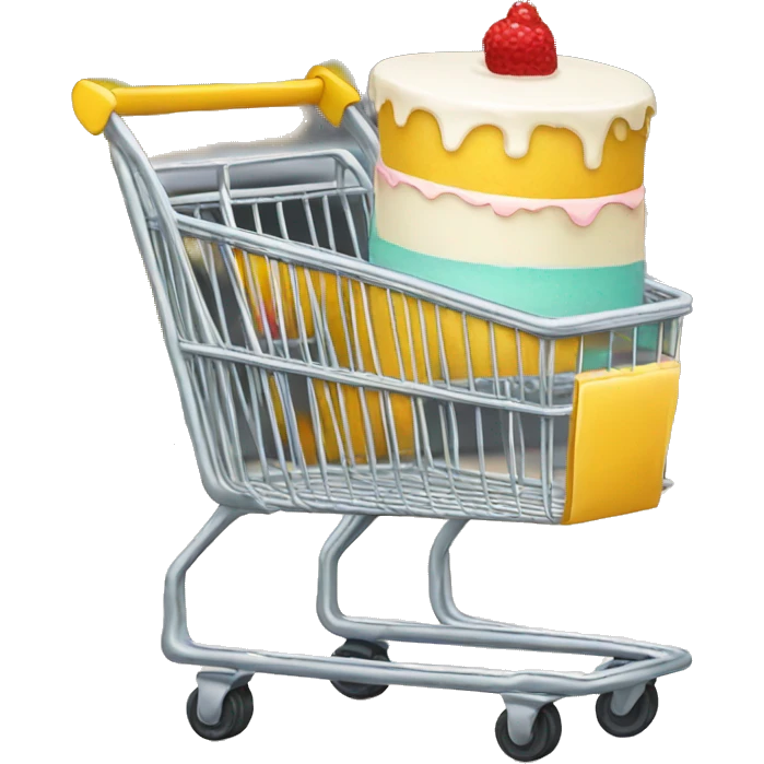 supermarket cart empty and white with a cake emoji