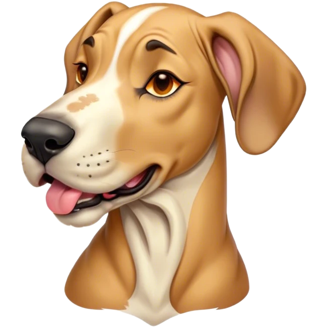 Cinematic Cute Yawning Fawn Great Dane Portrait Emoji, Head tilted slightly with a dramatic, wide-open yawn, revealing a smooth fawn Fur with a refined texture, floppy ears slightly drooping, round amber eyes barely open in drowsy contentment, Simplified yet irresistibly adorable features, highly detailed, glowing with a soft, cozy glow, high shine, relaxed yet expressive, stylized with a touch of whimsy, bright and endearing, soft glowing outline, capturing the essence of a sleepy yet affectionate guardian, so drowsy it feels like it could stretch out of the screen and curl up for a nap! emoji