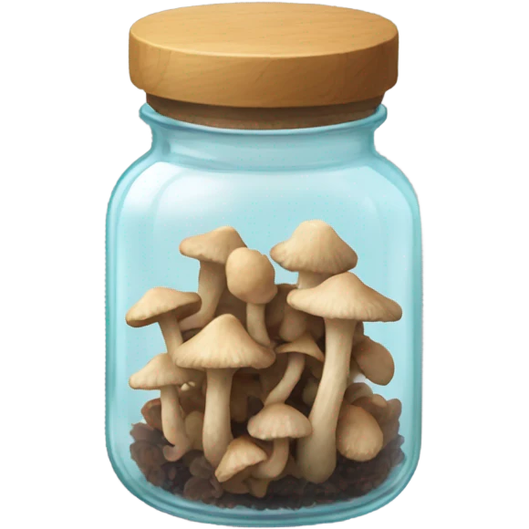 Tiny dried mushrooms in a jar emoji