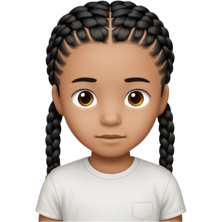 african american kid with a white tee and black braids emoji