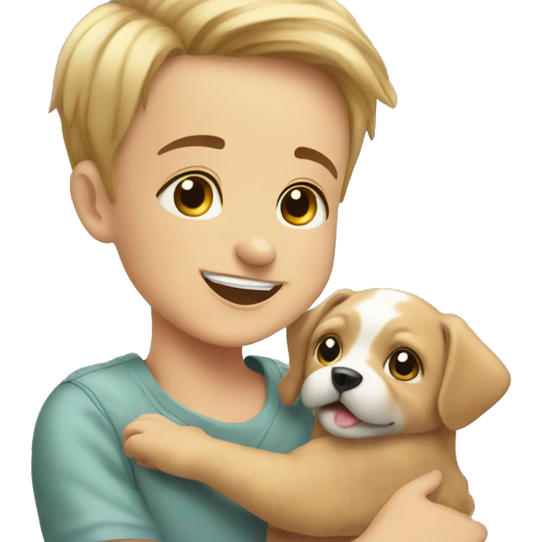 happy moments with baby boy and pets emoji