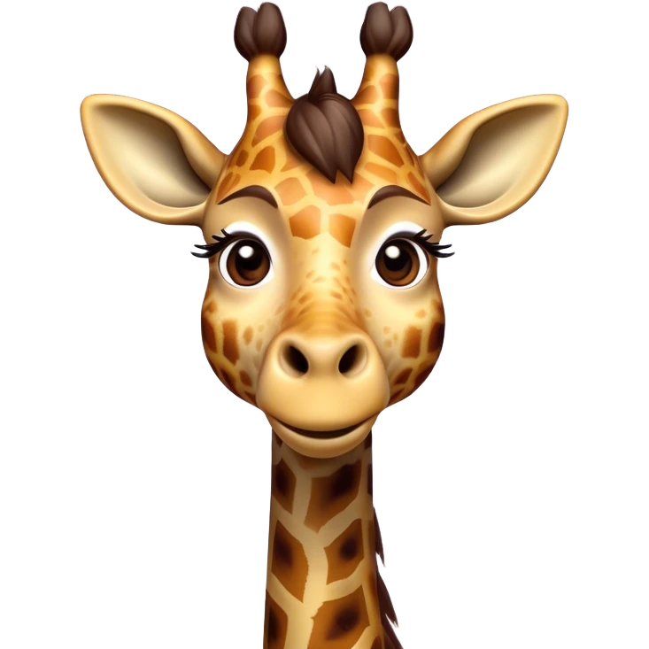 Cinematic Comical Giraffe Portrait Emoji, Head tilted dramatically with an exaggeratedly amused expression, featuring a striking, patterned Fur with playful patches and a long, quirky neck, wide, expressive eyes filled with playful disbelief, Simplified yet hilariously expressive features, highly detailed, glowing with a slightly sassy glow, high shine, dramatic yet playful, stylized with an air of cheeky mischief, bright and endearing, soft glowing outline, capturing the essence of a spirited and over-the-top giraffe, so meme-worthy it feels like it could tower its way into internet fame instantly! emoji