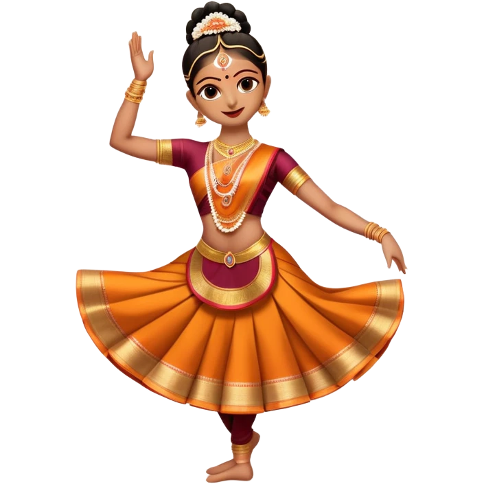 cinematic-realistic-bharatanatyam-dance-emoji,-depicted-as-an-elegant-classical-indian-dance-performance-with-graceful-poses,-intricate-costumes,-and-expressive-hand-gestures,-rendered-with-rich-textures-and-warm-dramatic-lighting, single dancer emoji