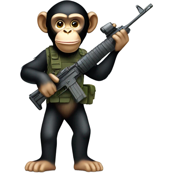 Chimpanzee with Airsoft rifle emoji