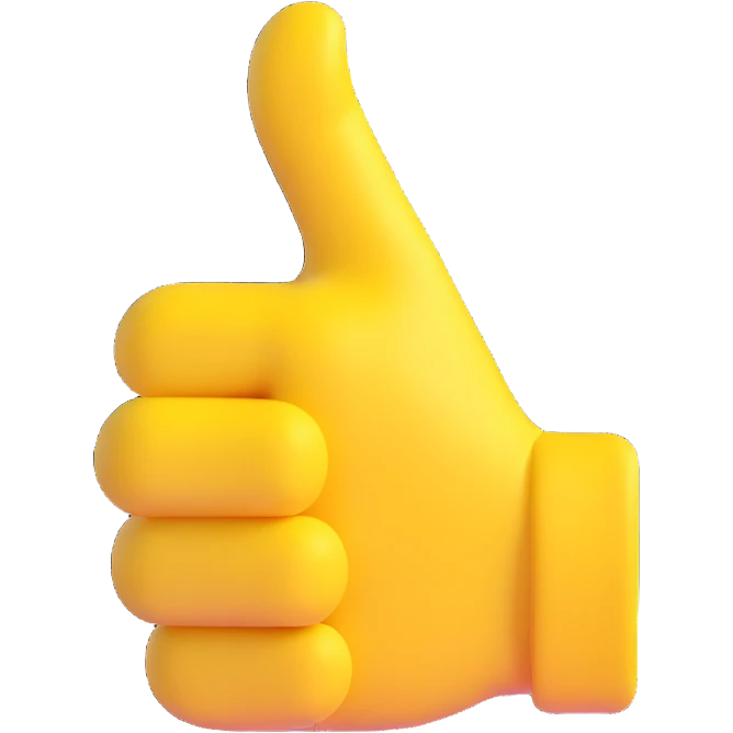 classic Windows emoji style yellow thumbs up facing left emoji